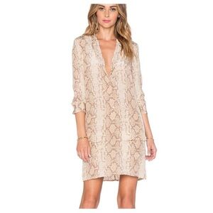 Equipment Lucida Sand Snake-Print Silk Shirt Dress Small